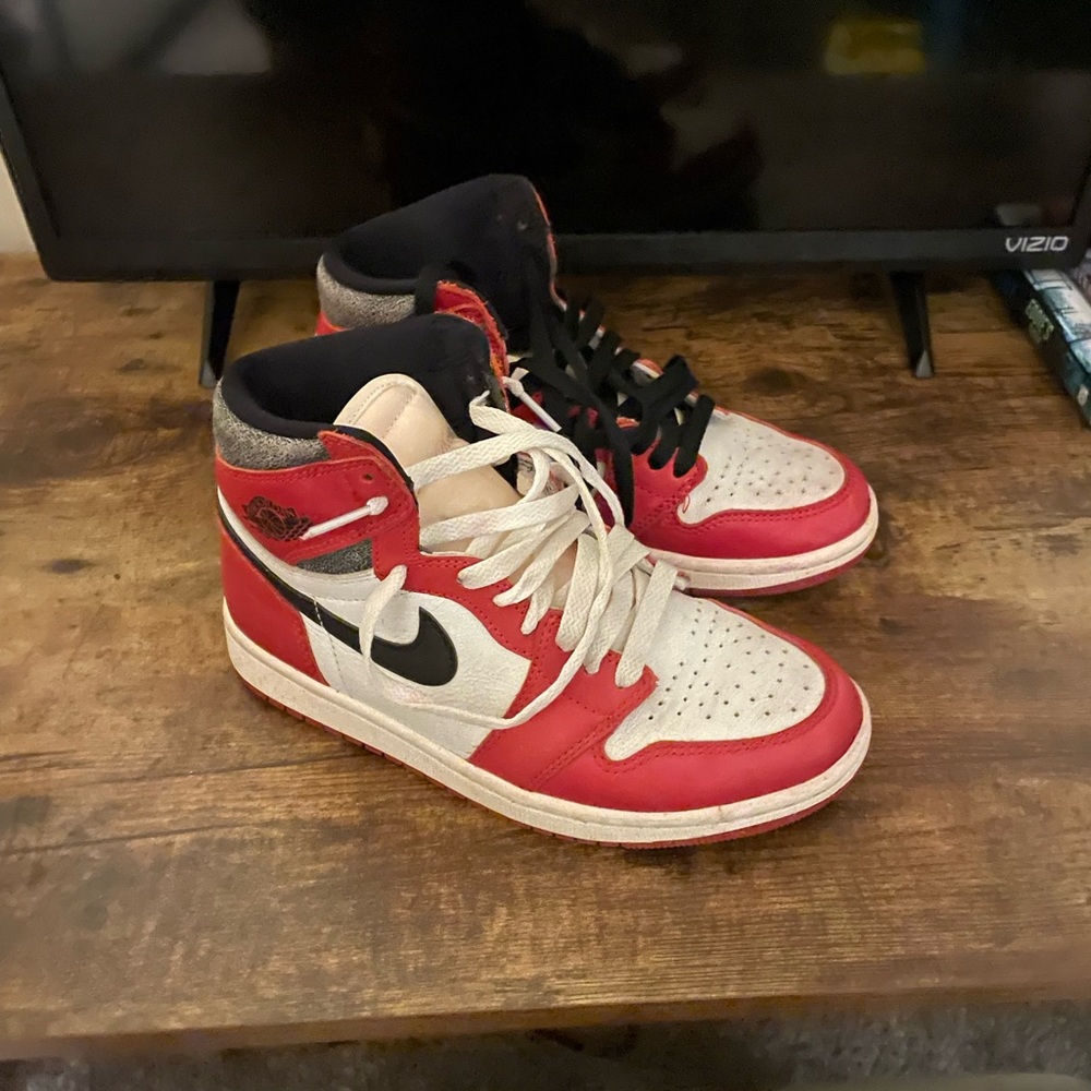 Nike Red and White High-Top Sneakers
